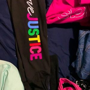 Kids justice black capri leggings with mesh bottoms